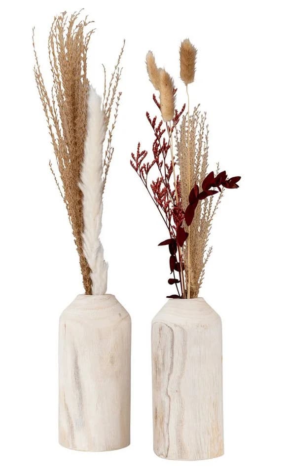 Levandeo® Dekovase 2er Set Naturholz Vase für Trockenblumen - Bild 2