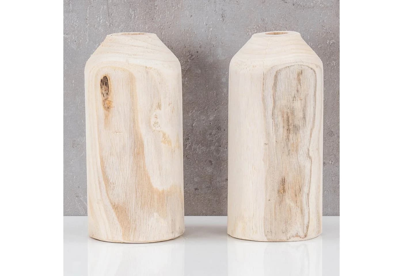 Levandeo® Dekovase 2er Set Naturholz Vase für Trockenblumen - Bild 3