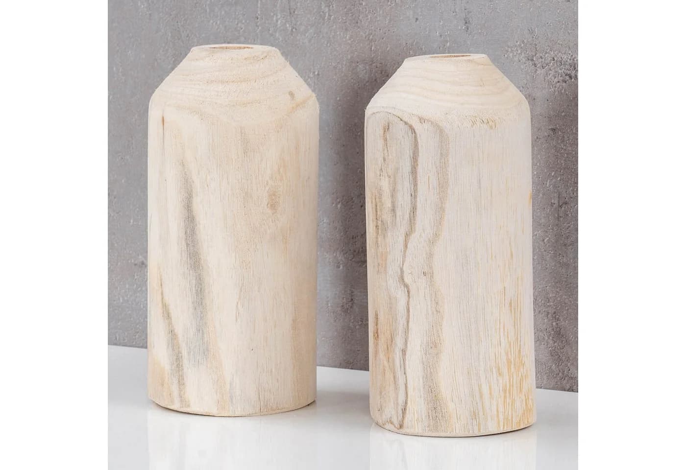 Levandeo® Dekovase 2er Set Naturholz Vase für Trockenblumen - Bild 4