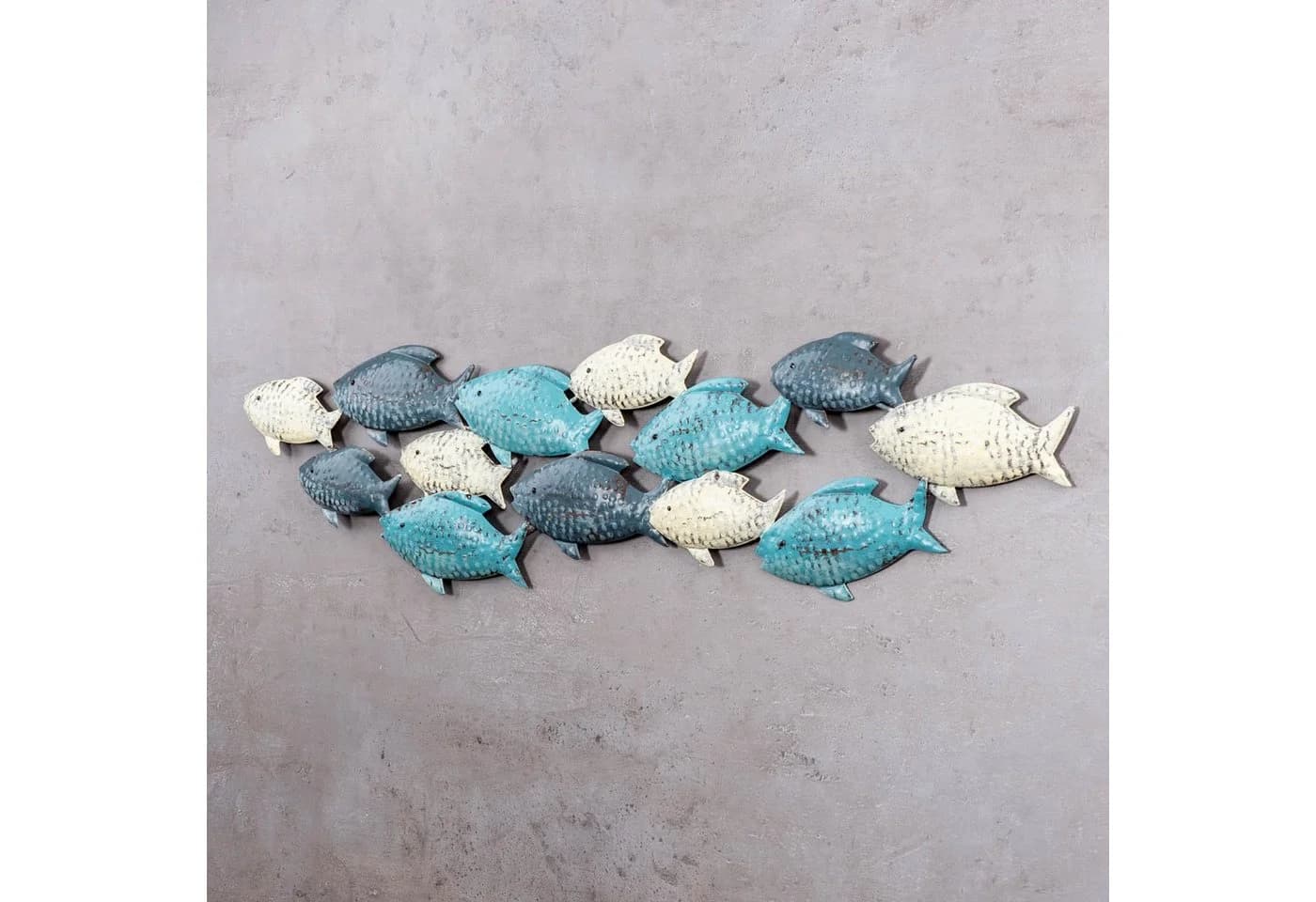 Levandeo® Wandbild Wandskulptur Fische Blau Grau Creme Maritim - Bild 3