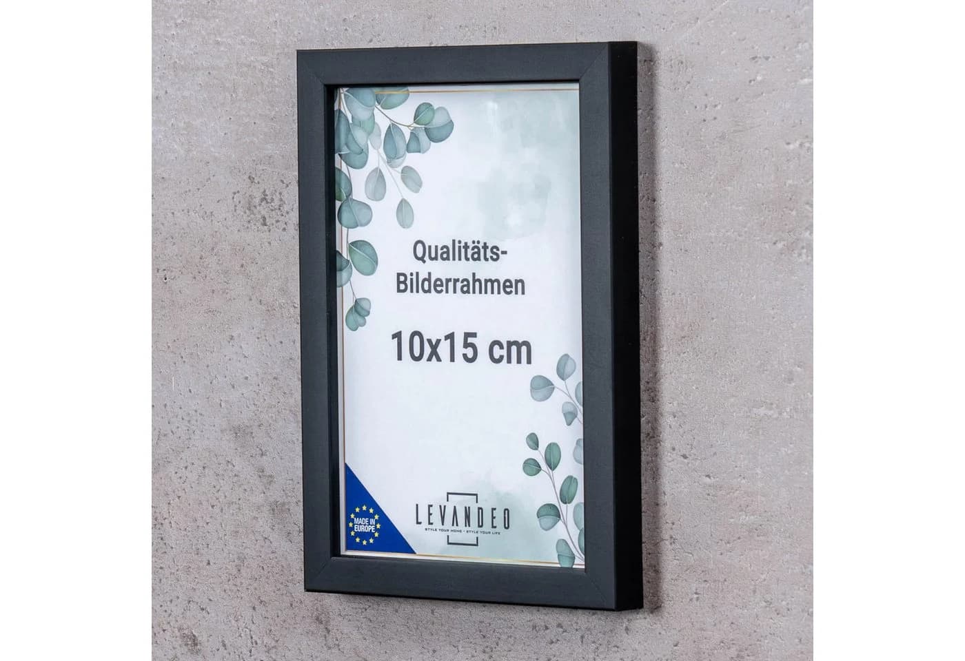 Levandeo® Bilderrahmen 10x15 Schwarz Echtholz Made in EU