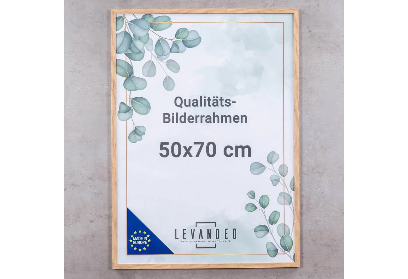 Levandeo® Bilderrahmen Eiche Optik 50x70 cm Acryl - Bild 3