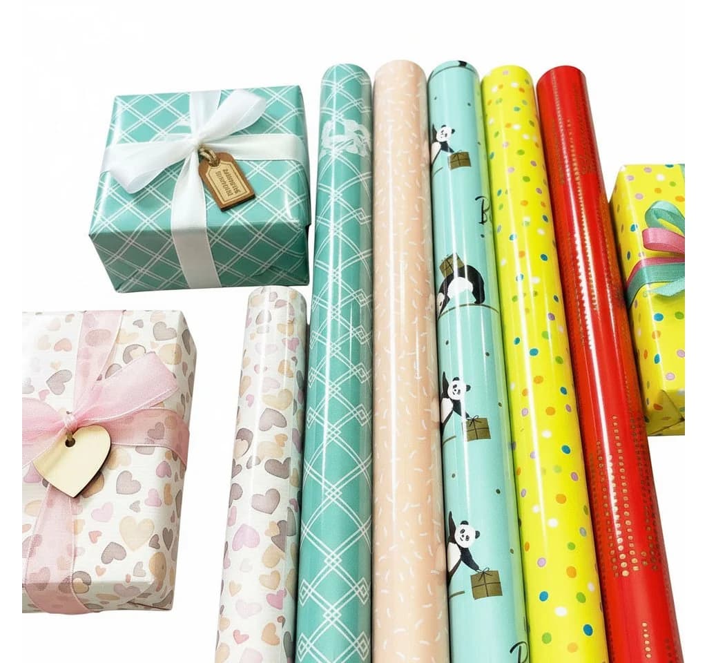 Levandeo® Geschenkpapier Set 6 Rollen Rosa Bunt Konfetti - Bild 2