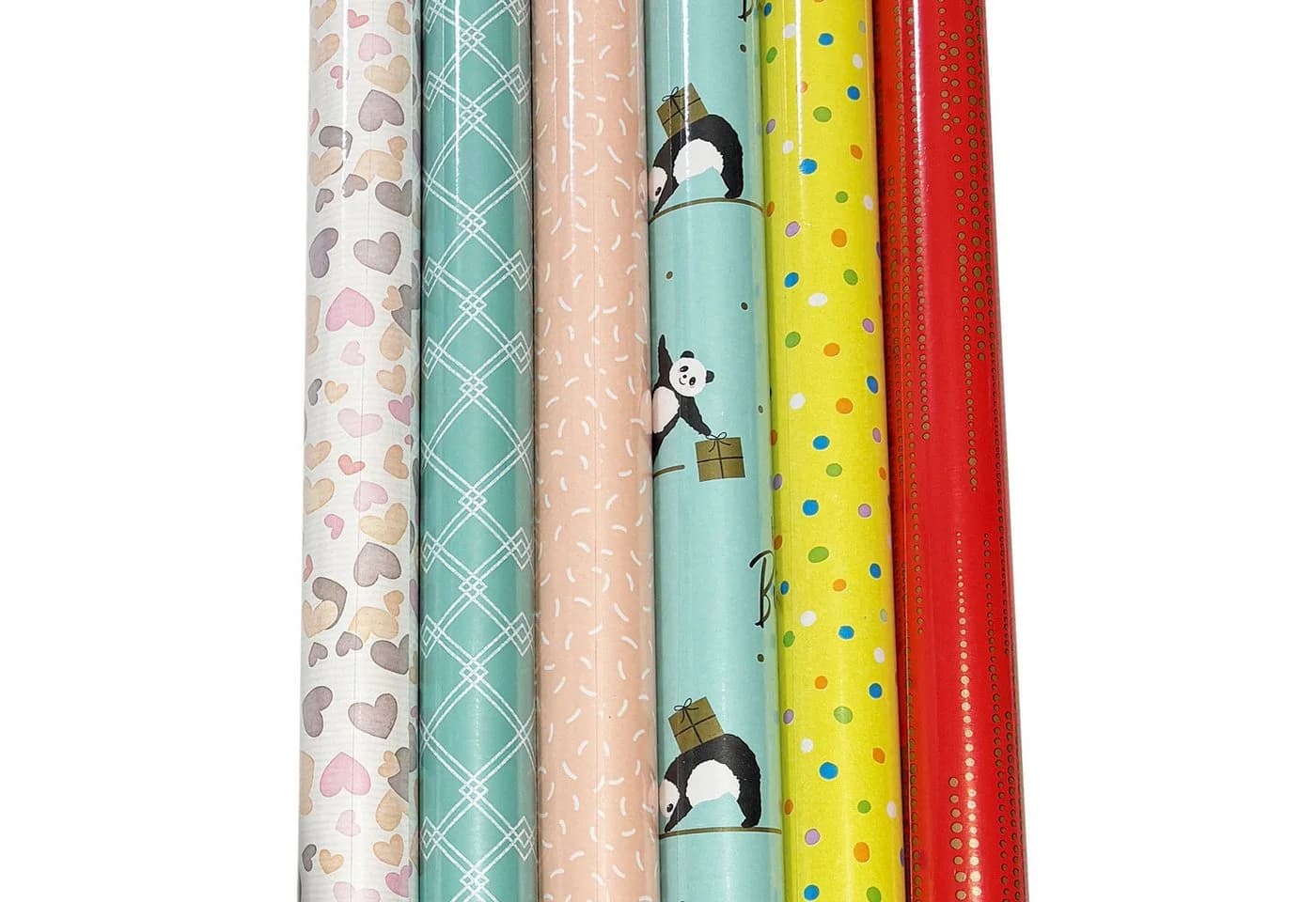 Levandeo® Geschenkpapier Set 6 Rollen Rosa Bunt Konfetti - Bild 3