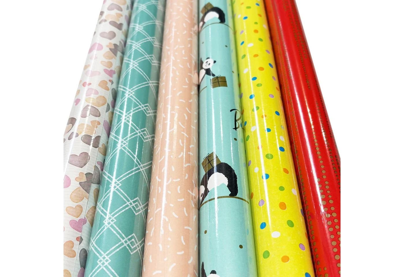 Levandeo® Geschenkpapier Set 6 Rollen Rosa Bunt Konfetti - Bild 4