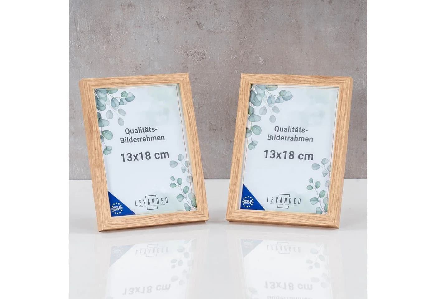 Levandeo® Bilderrahmen 2er Set Eiche Optik 13x18 cm