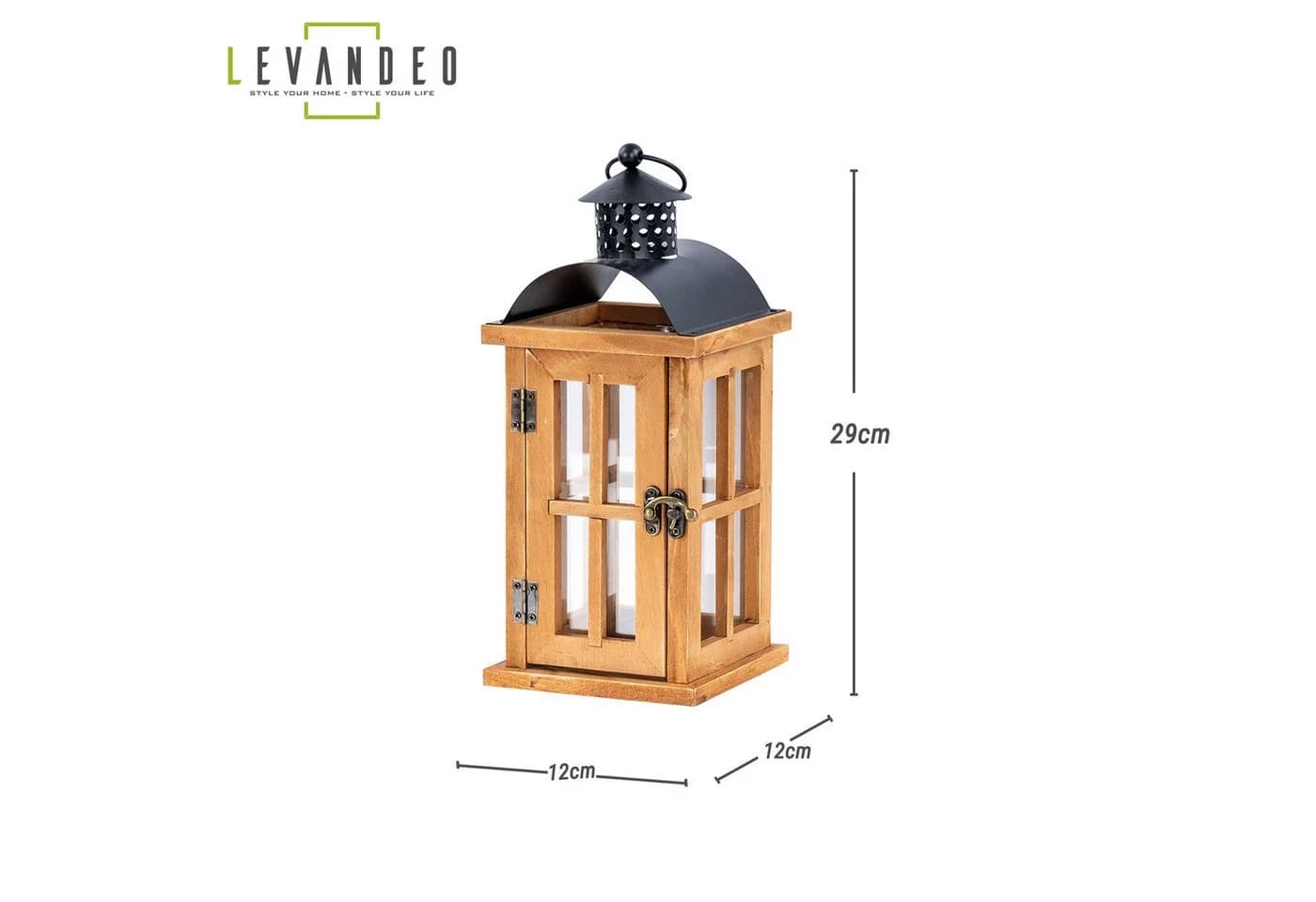 Levandeo® Kerzenlaterne Braun Holz Metall Gartendeko