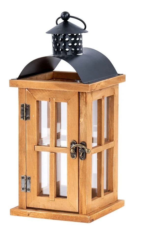 Levandeo® Kerzenlaterne Braun Holz Metall Gartendeko - Bild 2
