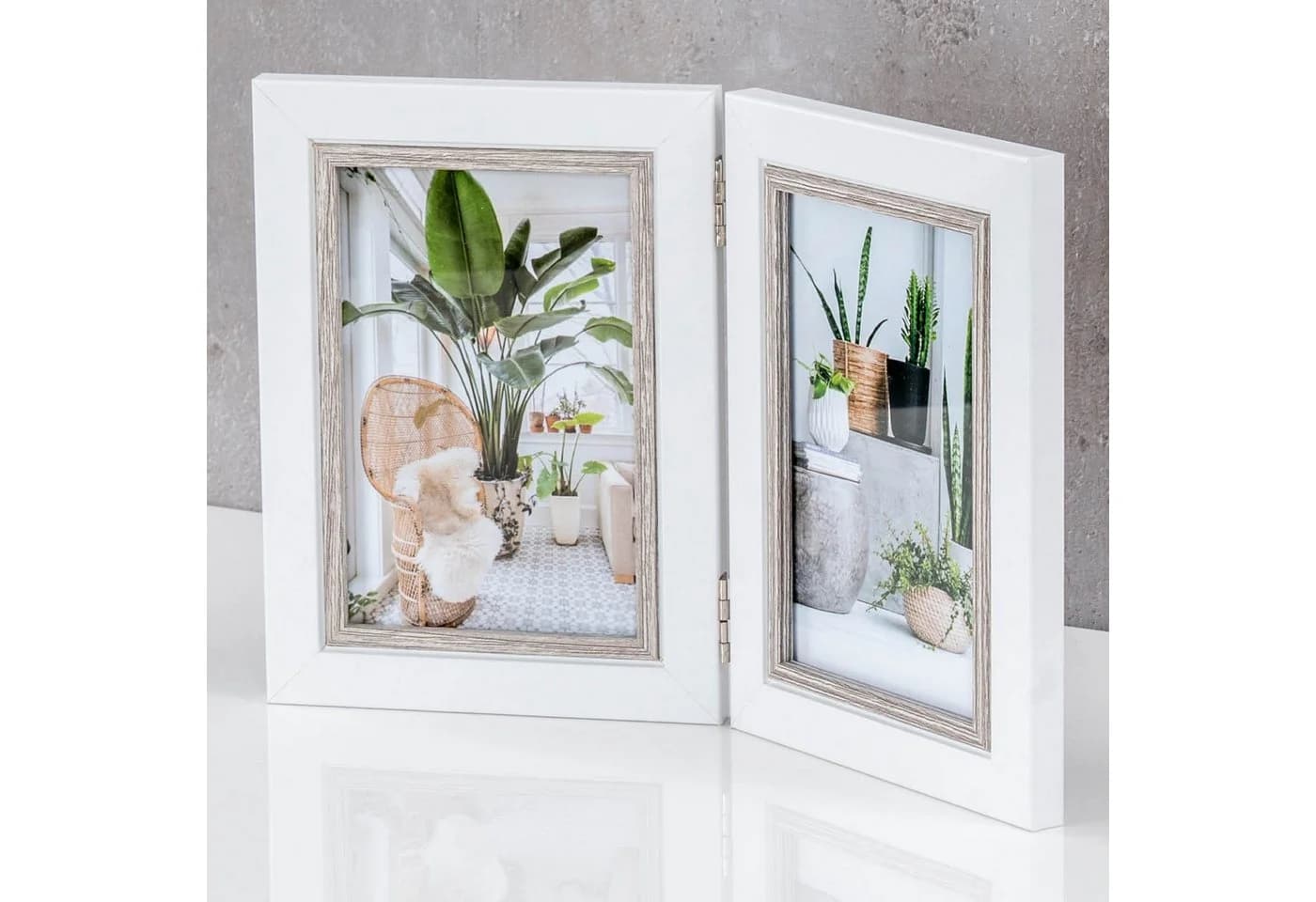 Levandeo® Bilderrahmen 2 Fotos 10x15 Weiß Eiche MDF Holz - Bild 4