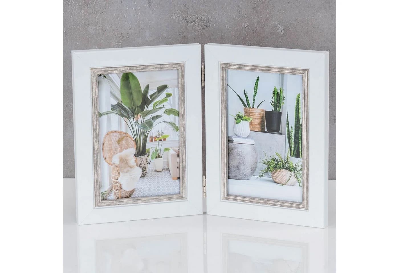 Levandeo® Bilderrahmen 2 Fotos 10x15 Weiß Eiche MDF Holz - Bild 5