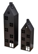 Levandeo® Kerzenlaterne 2er Set Schwarz Metall Deko Windlicht Bild 2