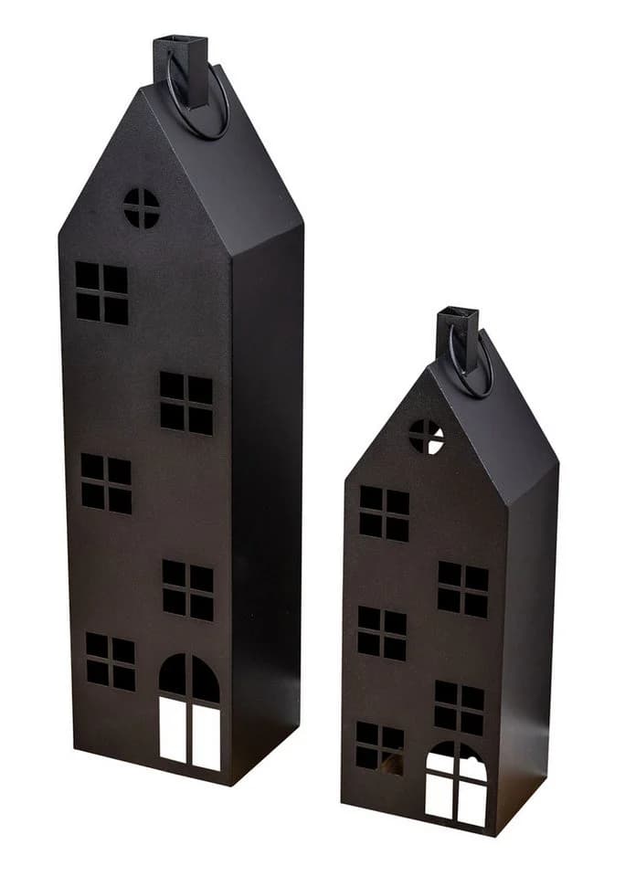 Levandeo® Kerzenlaterne 2er Set Schwarz Metall Deko Windlicht - Bild 2