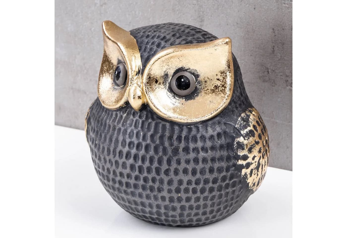 Levandeo Dekofigur Eule Schwarz Gold Tonfigur Tischdeko - Bild 4