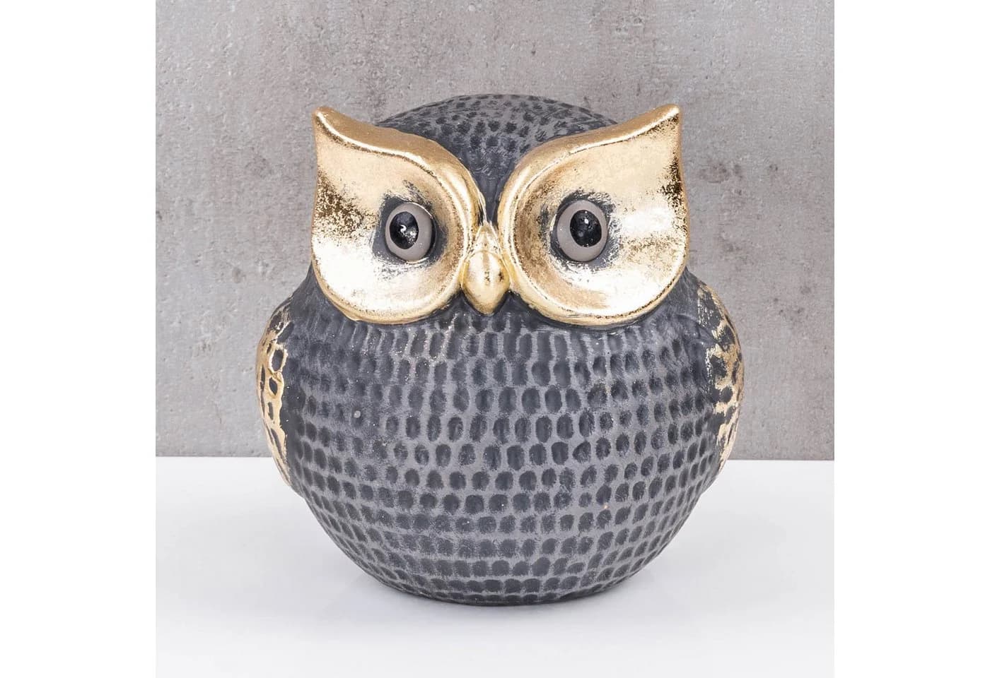 Levandeo Dekofigur Eule Schwarz Gold Tonfigur Tischdeko - Bild 5
