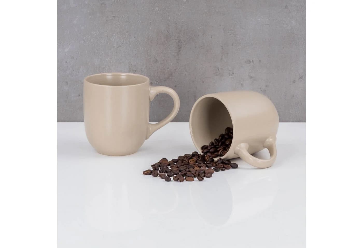 Levandeo® Becher 4er Set Steingut Beige 300ml - Bild 4