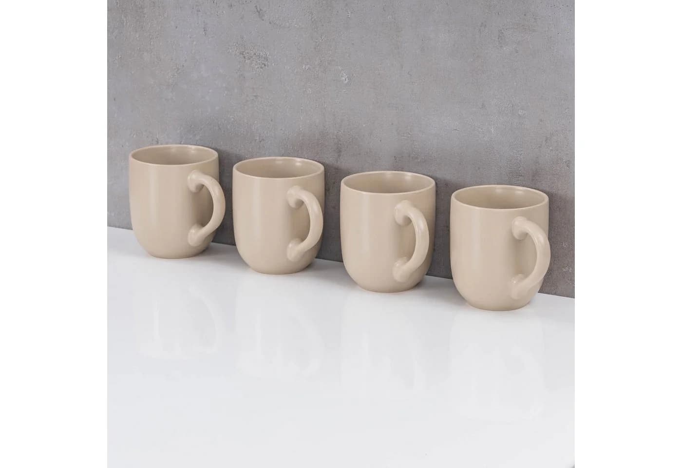 Levandeo® Becher 4er Set Steingut Beige 300ml - Bild 5