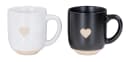 Levandeo® Tassen Set 2er Schwarz Weiß Steingut Herz Bild 2