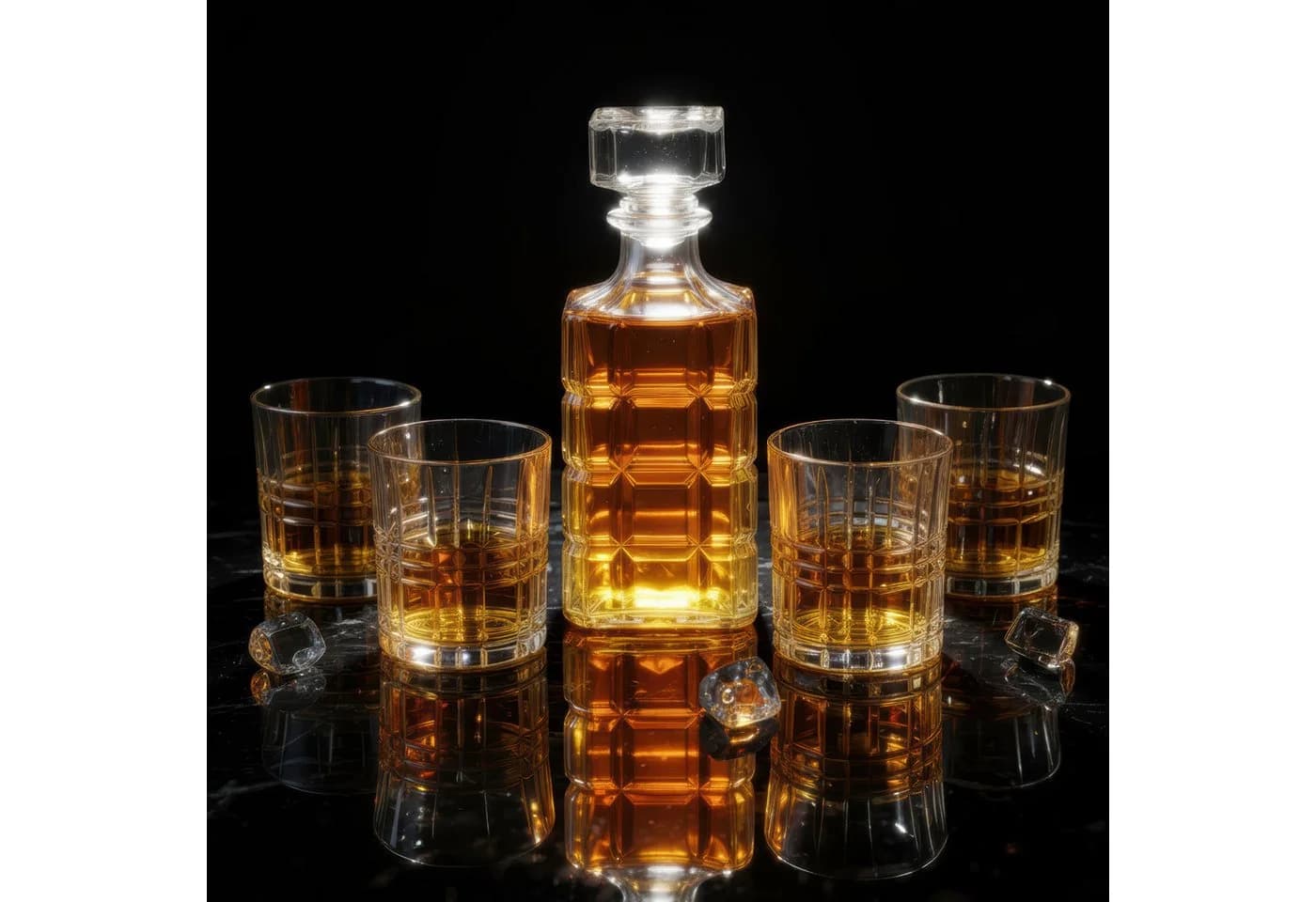 Levandeo® Whisky-Set 900ml Karaffe mit 4 Gläsern 300ml Glas Dekanter - Bild 2