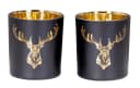 Levandeo® Teelichthalter 2er Set Hirsch Glas Kerzenhalter Schwarz Gold Bild 2