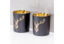 Levandeo® Teelichthalter 2er Set Hirsch Glas Kerzenhalter Schwarz Gold Bild 5