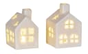 Levandeo® Teelichthalter 2er Set LED Haus Weiß Porzellan Lichthaus Tischdeko Skandi Design Bild 1