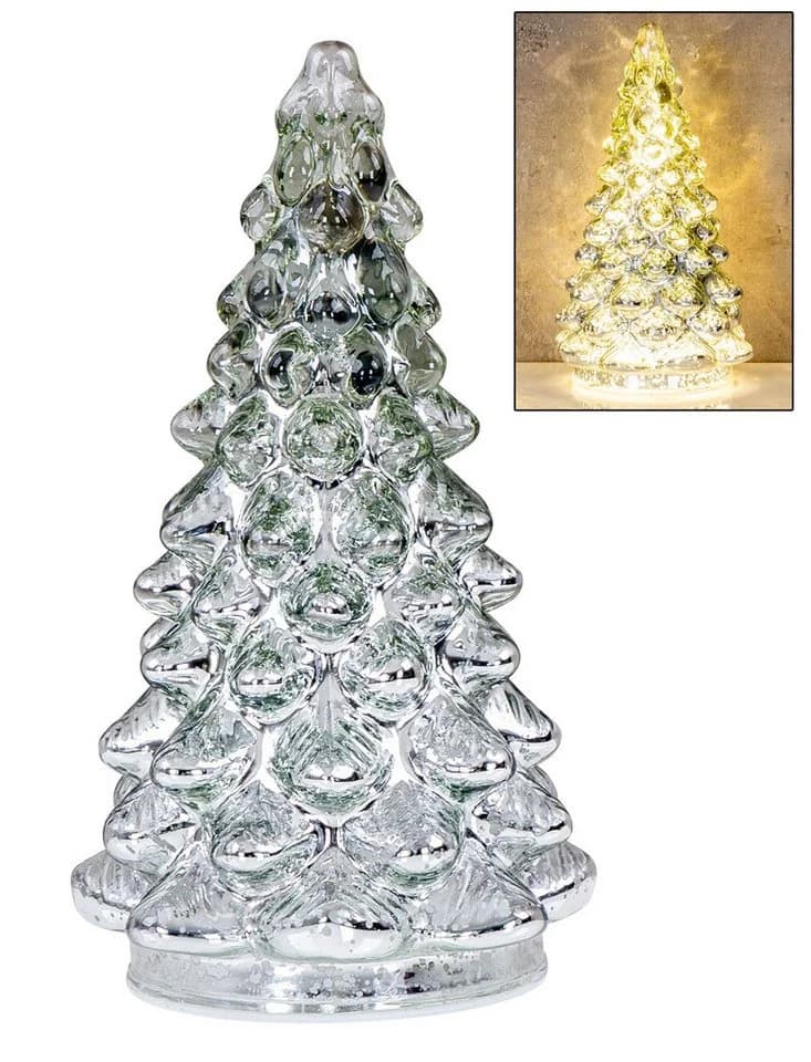 Levandeo LED Weihnachtsbaum Silber Glas Dekoobjekt mit Timer - Bild 2