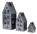 Levandeo® Kerzenlaterne 3er Set Hausform Metall Schwarz Bild 2