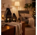 Levandeo® Kerzenlaterne 3er Set Hausform Metall Schwarz Bild 3