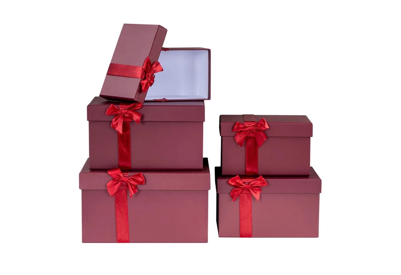 Levandeo® Geschenkbox 5er Set Bordeaux Rot Weihnachtsschachtel - Bild 2