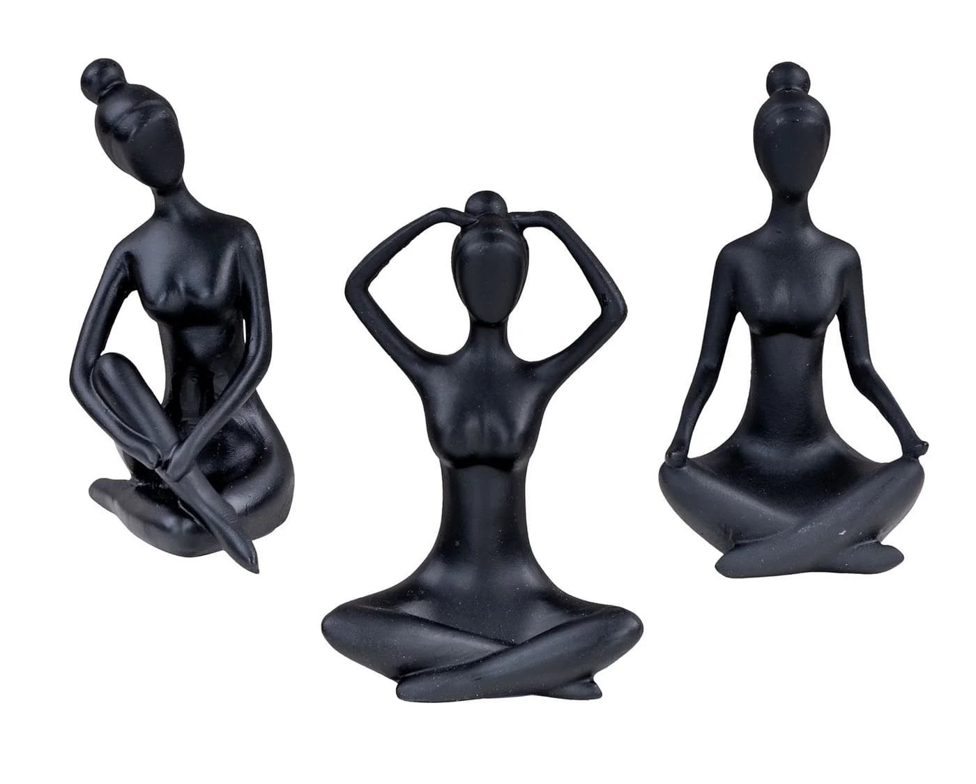 Levandeo® Yoga Deko Figur 3er Set Schwarz