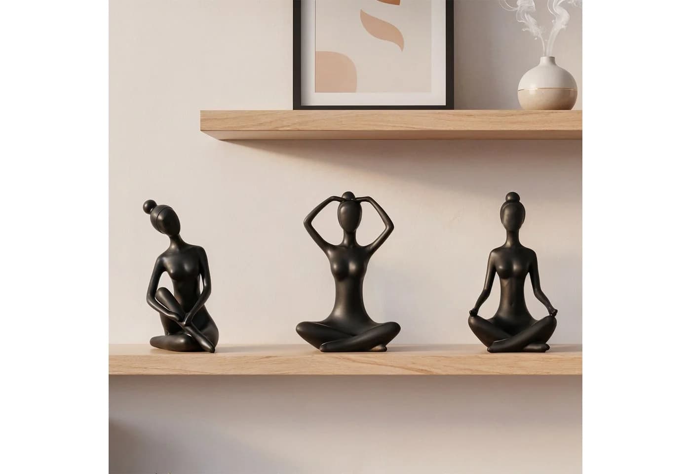 Levandeo® Yoga Deko Figur 3er Set Schwarz - Bild 4