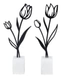 Levandeo® Dekoobjekt 2er Set Metall Tulpe Schwarz Beton Grau Bild 1