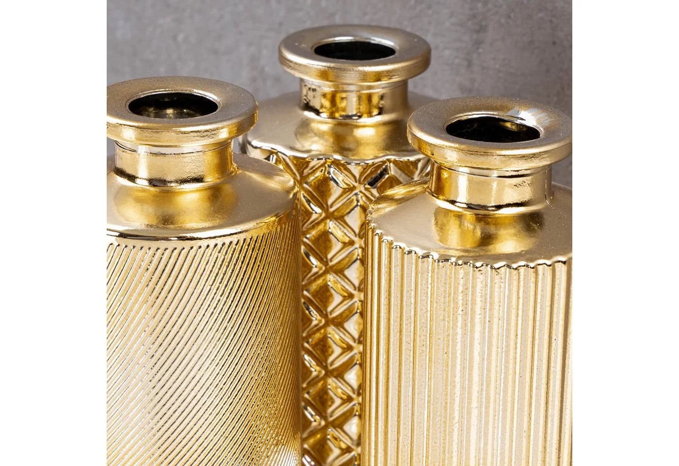 Levandeo® Dekovase 3er Set Gold Glas Blumenvase - Bild 5