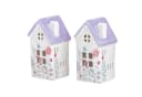 Levandeo® Teelichthalter 2er Set Häuser Bunt/Lila Keramik Bild 2