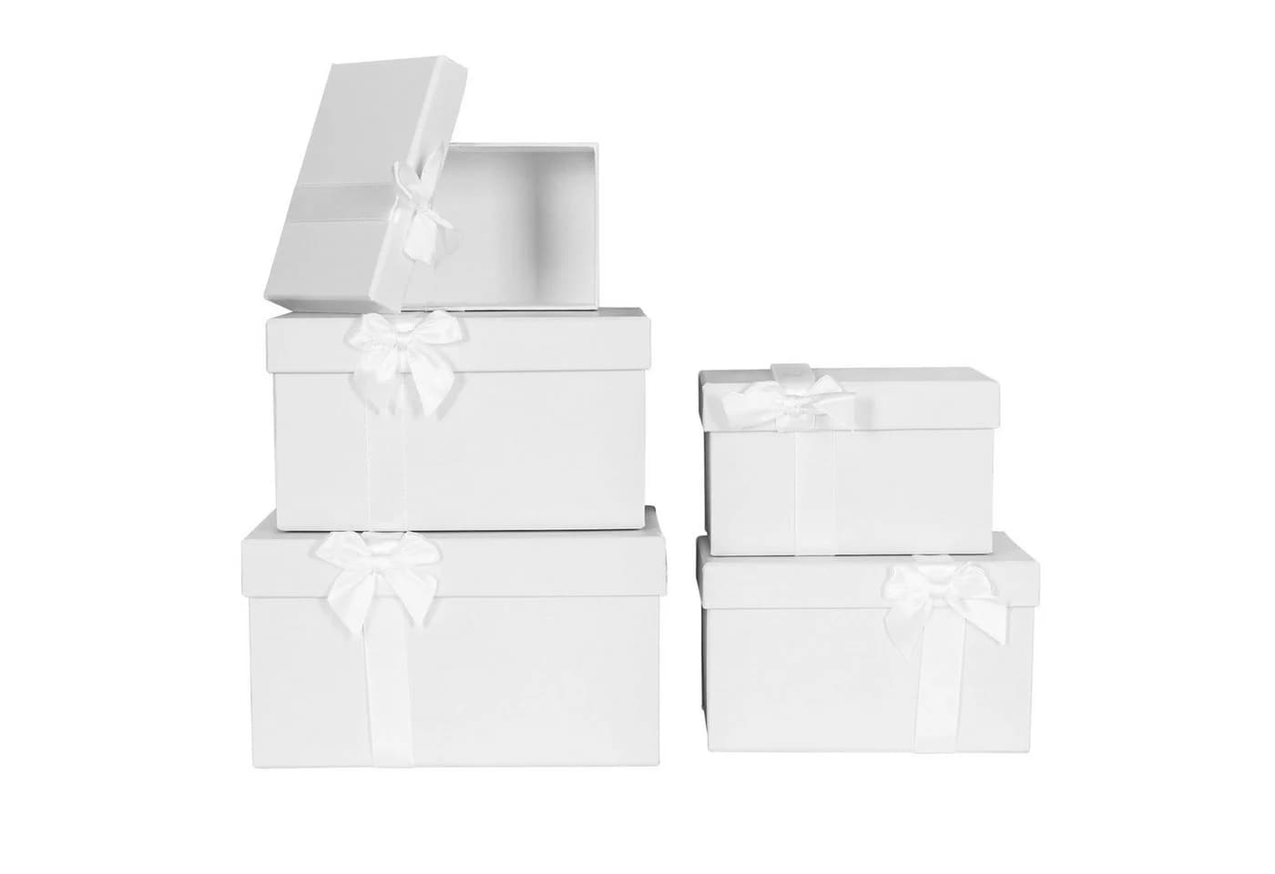 Levandeo® Geschenkbox 5er Set mit Deckel Weiß Pappkarton - Bild 2
