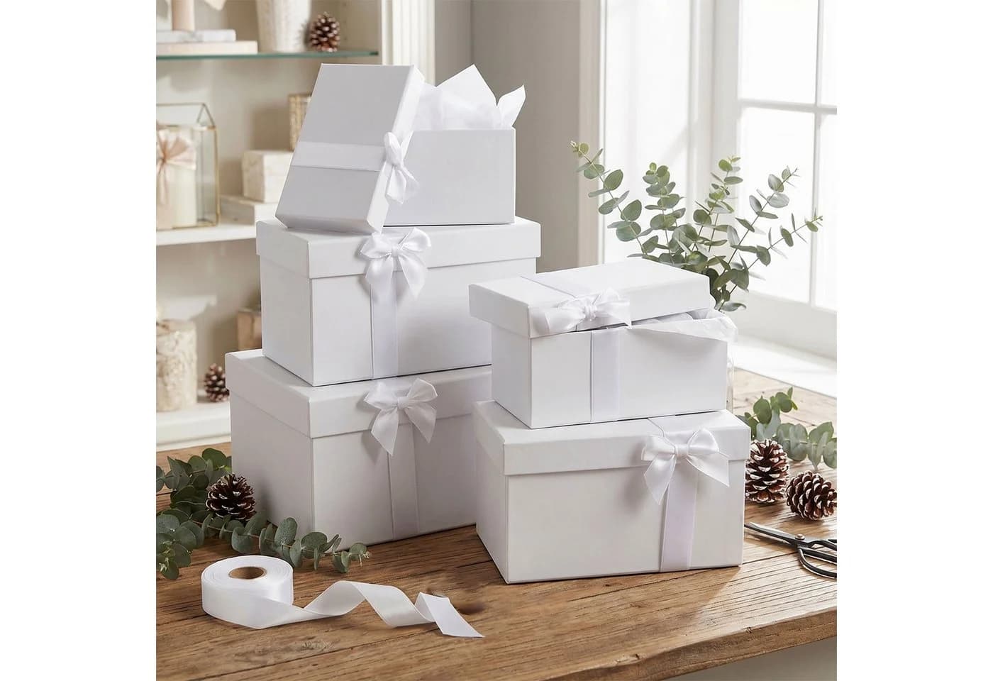 Levandeo® Geschenkbox 5er Set mit Deckel Weiß Pappkarton - Bild 3
