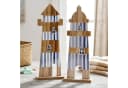 Levandeo® Dekoobjekt 2er Set Leuchtturm Blau Weiß Maritime Deko Bild 2