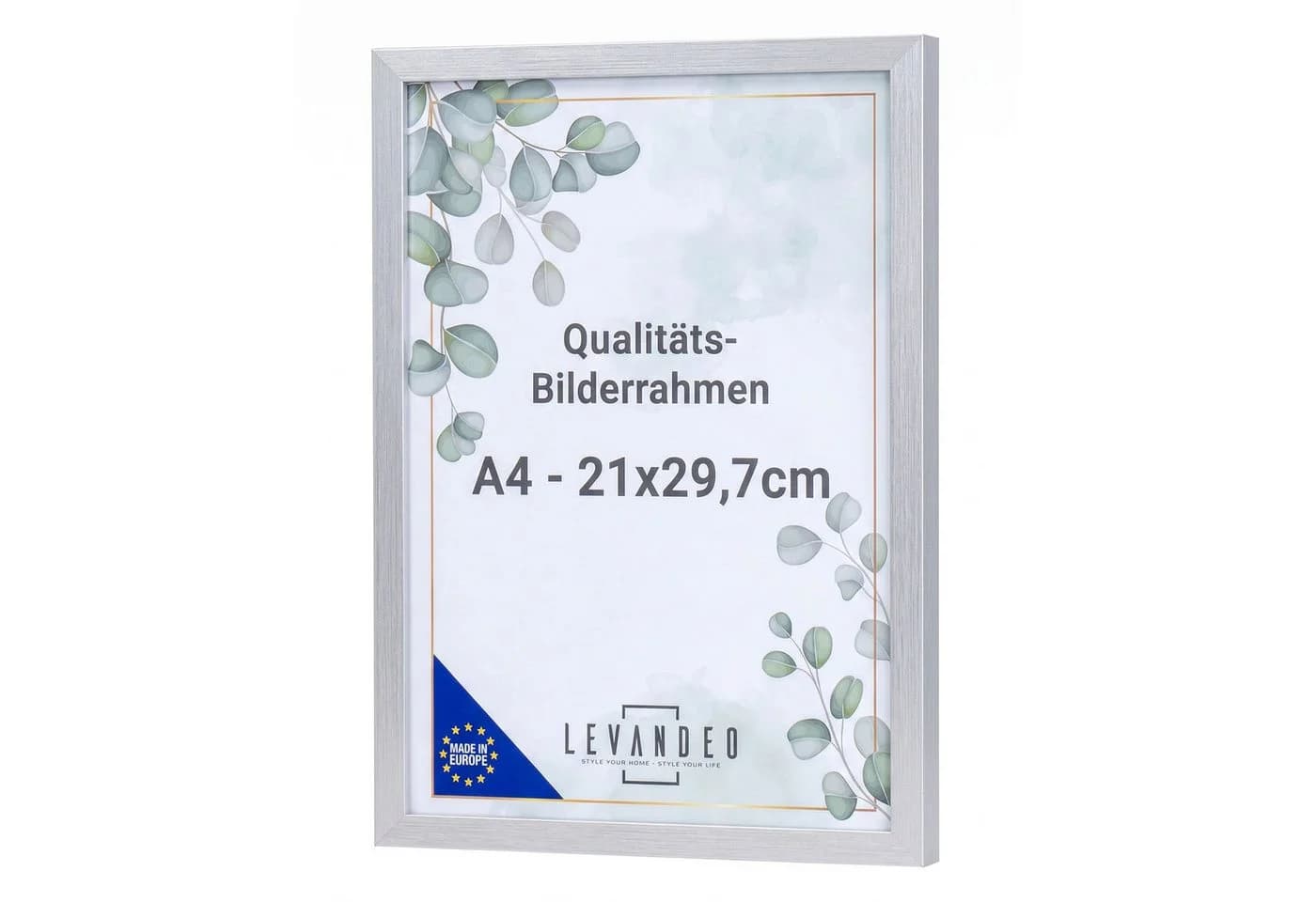 Levandeo® Bilderrahmen A4 Silber MDF Holz Acrylglas - Bild 2