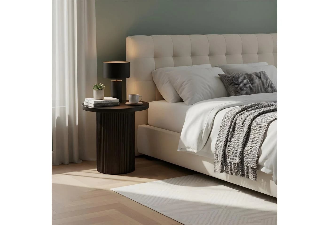 Levandeo® Beistelltisch Rund Schwarz Matt Metall - Bild 5