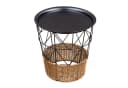 Levandeo® Beistelltisch Rund Schwarz Korb-Geflecht mit Tablett Bild 1