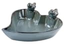 Levandeo® Vogeltränke Herzform Grün Schwarz Steingut Glasiert Bild 2