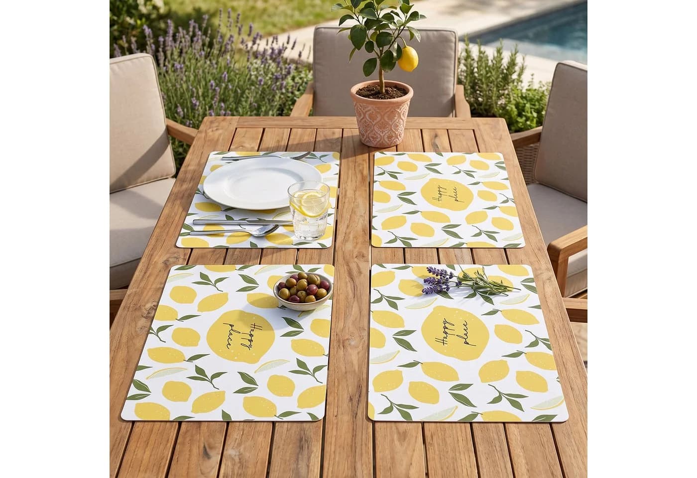 Levandeo® Platzset 4er Set Zitrone Sommer Platzdecke - Bild 4