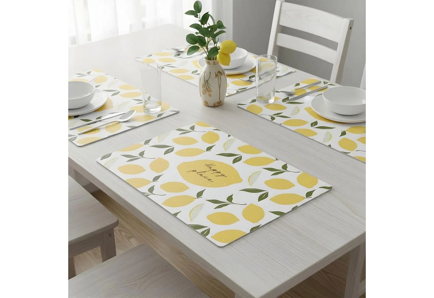 Levandeo® Platzset 4er Set Zitrone Sommer Platzdecke - Bild 5
