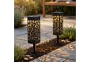 Levandeo® LED Gartenfackel 2er Set Solarleuchte Schwarz Warmweiß Bild 2