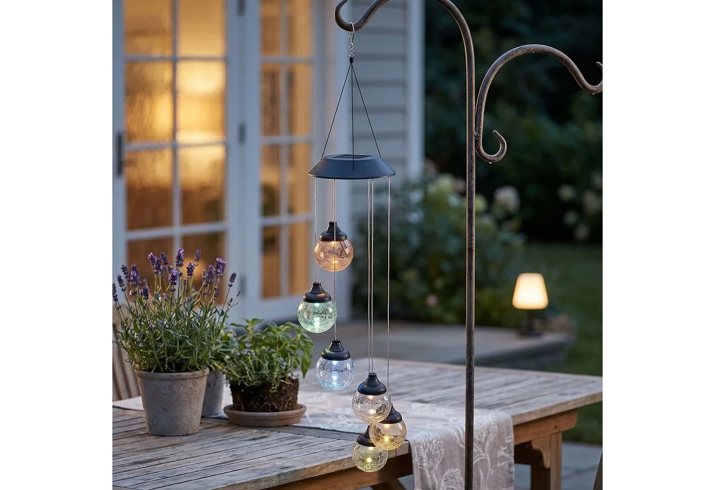 Levandeo® Solar LED Windspiel mit 6 Crackle-Glaskugeln Farbwechsel - Bild 4