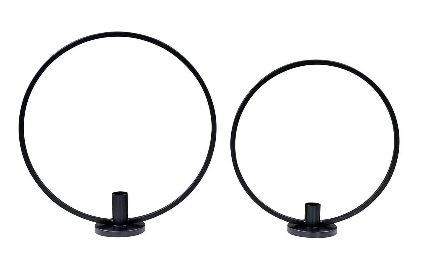 Levandeo® Kerzenständer 2er Set Ring Metall Schwarz