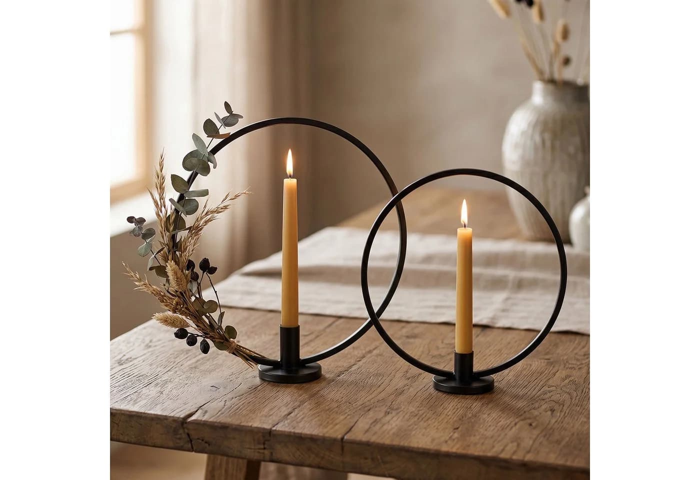 Levandeo® Kerzenständer 2er Set Ring Metall Schwarz - Bild 4