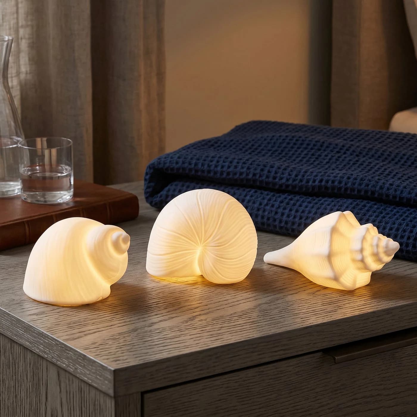 Levandeo® LED Deko Muschel 3er Set Weiß Porzellan Warmweiß - Bild 2