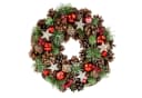 Levandeo® Adventskranz 34cm Türkranz Tischdeko Tannengrün mit roten Kugeln Bild 1