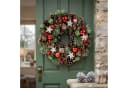 Levandeo® Adventskranz 34cm Türkranz Tischdeko Tannengrün mit roten Kugeln Bild 2